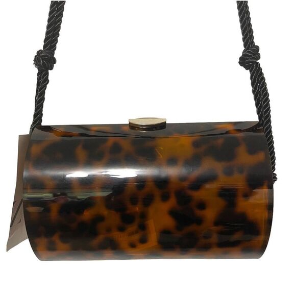 NWT ZARA Tortoiseshell Acrylic Hinged Shoulder Bag - Picture 8 of 12